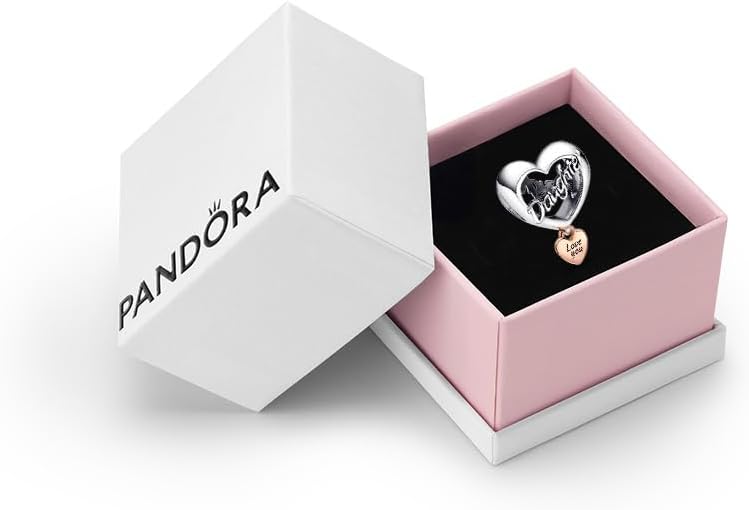 Pandora Love You Daughter Heart Charm - Compatible with Pandora Moments Bracelets - 14k Rose Gold - Gift for Her - With Gift Box