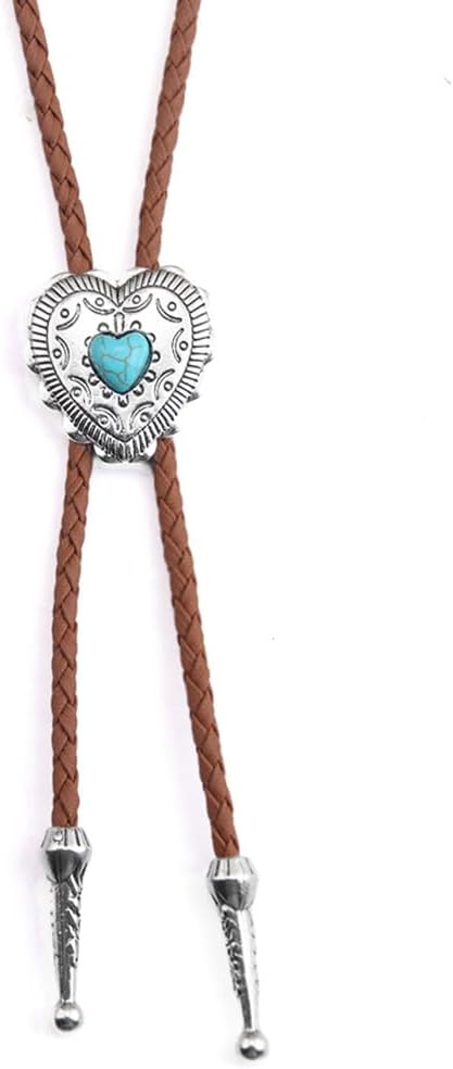 Joxevyia Bolo Tie for Men Vintage Cow Skull Leather Rope Western Cowboy Necktie Vintage Bola Tie Gift for Him