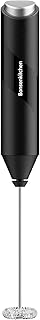 Bonsenkitchen Powerful Milk Frother for Coffee, Fast Handheld Drink Mixer with Stainless Steel Whisk, Battery Operated Hand Frother Stirrer Wand-Black