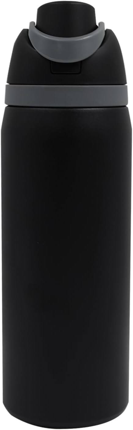 24oz Stainless Steel Insulated Water Bottle Bounce Lid Portable Travel Mug，Insulated Water Bottle with One-Touch Lid, Pink, Stainless Steel (Black)