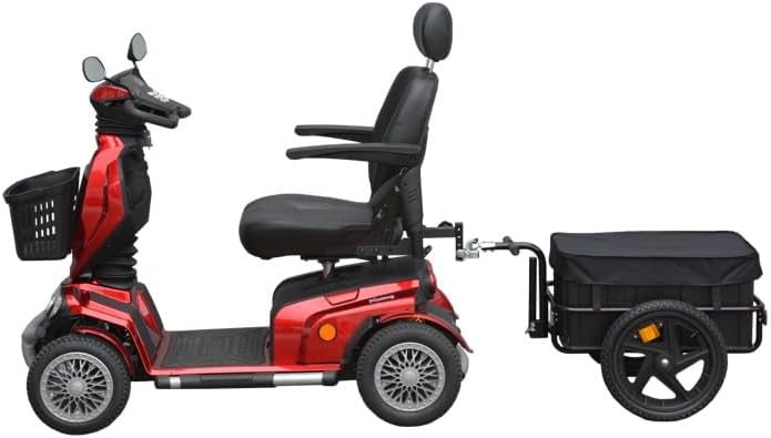 Mobility Scooter Cargo Trailer, 66 kg Capacity, with Removable Plastic Box