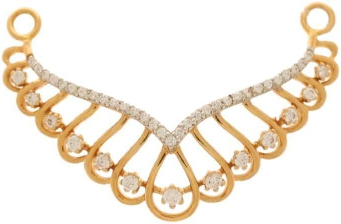 22K/18K Real Certified Fine Yellow Gold Abstract CZ Mangalsutra Pendant