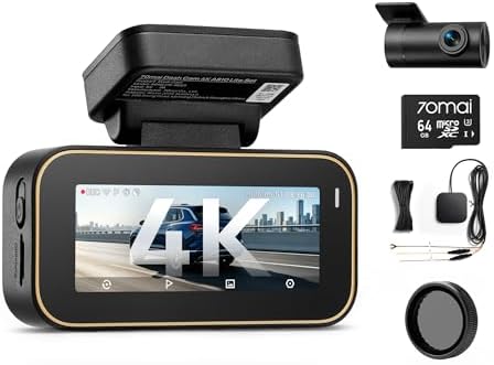 【70mai Dash Cam 4K A810 Lite + CPL + Hardware Kit UP05】 70mai A810 Lite 4K Dash Cam Front and Rear, 5Ghz WiFi 6 DashCam, Car Camera with 4G LTE Remote Access, GPS Tracking, HDR Night Vision