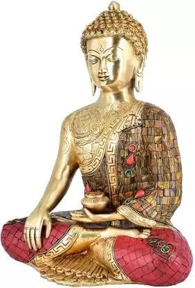 Brass Buddha Statue for Home Decor Easter Decor Buddha Decor 12 Inch Large Statues and Sculptures Accents Art Deco Religious Gift Thanksgiving (Pack of 1)