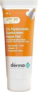 1% Hyaluronic Sunscreen Aqua Gel with SPF 50 & PA++++ | Provides Blue Light Protection | Suits Oily to Normal Skin | Men & Women | 1.06 Oz/30g