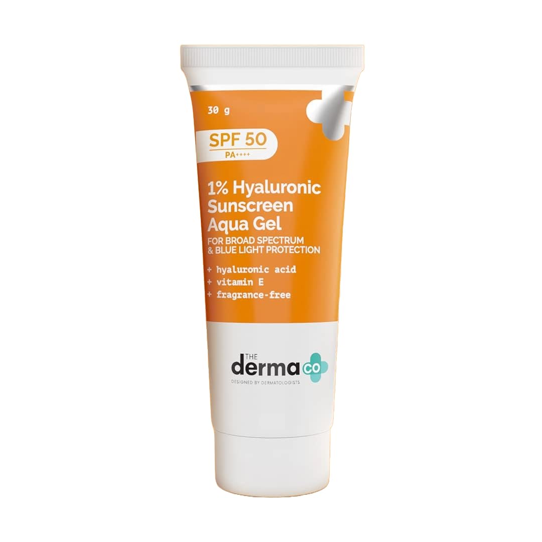 1% Hyaluronic Sunscreen Aqua Gel with SPF 50 & PA++++ | Provides Blue Light Protection | Suits Oily to Normal Skin | Men & Women | 1.06 Oz/30g