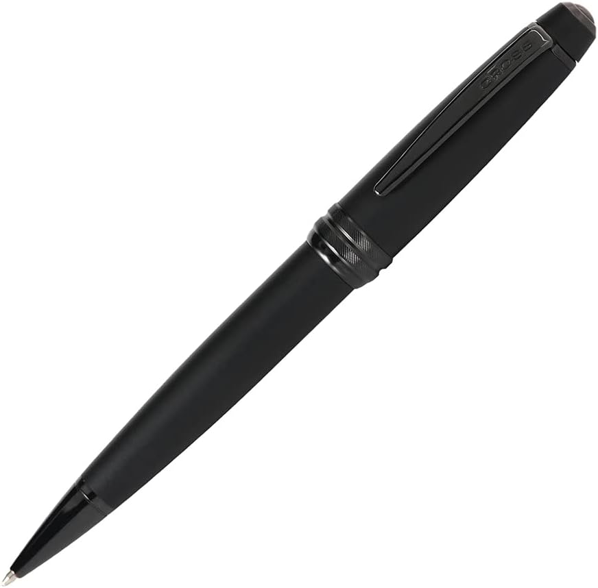 CROSS Bailey Matte Black Lacquer Ballpoint Pen with polished black PVD appointments
