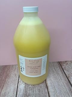 Kojic Acid and Turmeric Face and Body Wash, Brightening, Revitalizing, Hydrating, Natural (64oz)