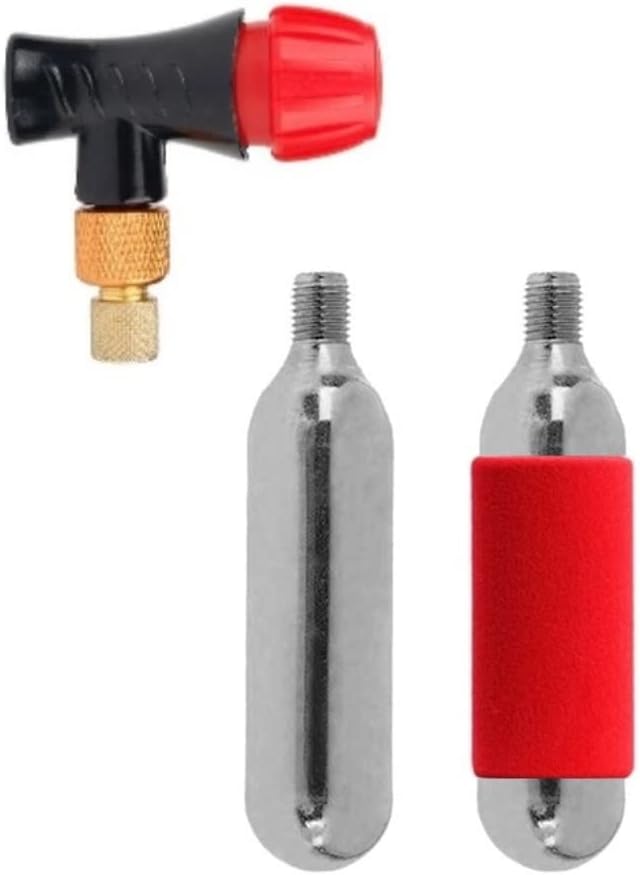 CO2 Inflator - Road and Mountain Bike Bikes Bicycle Presta and Schrader Valve Compatible Tire Pump Kit - 2 x 16gr CO2 Threaded Cartridges Included