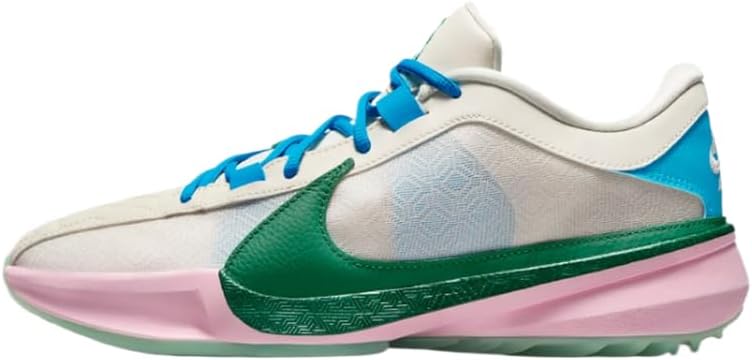 Nike Giannis Freak 5 Men's Basketball Shoes (DX4985-100, Light Orewood Brown/Medium Soft Pink/Blue Lightning/Emerald Rise) Size 10