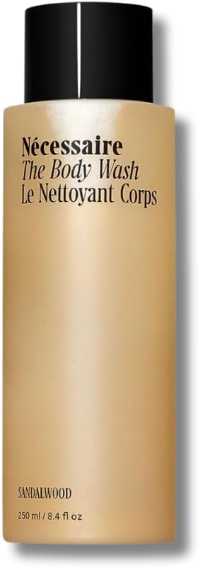 Nécessaire The Body Wash. Sandalwood. Multi-Vitamin Gel Cleanser. Nourish, Soften. Hypoallergenic. Dermatologist-Tested. No SLS/SLES. 250 ml / 8.4 fl oz