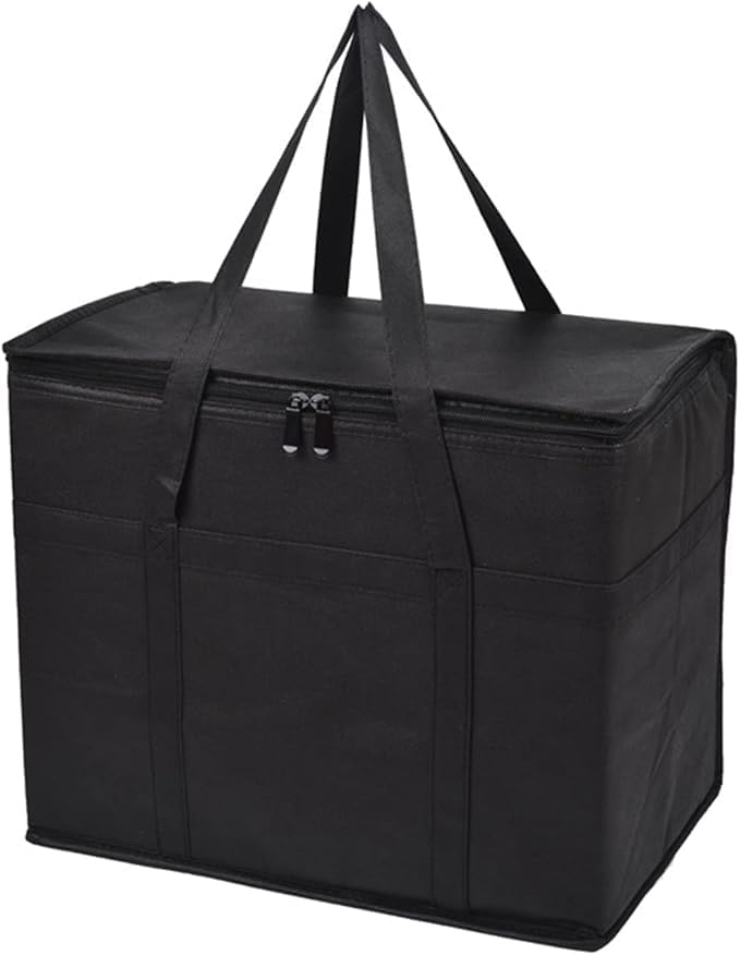 Thermally Insulated Shopping Bags Insulated Food Delivery Bags Black Cool Bags Keep Food Warm Or Cool Insulated Reusable Shopping Bag Grocery Shopping Bag Collapsible And Foldable