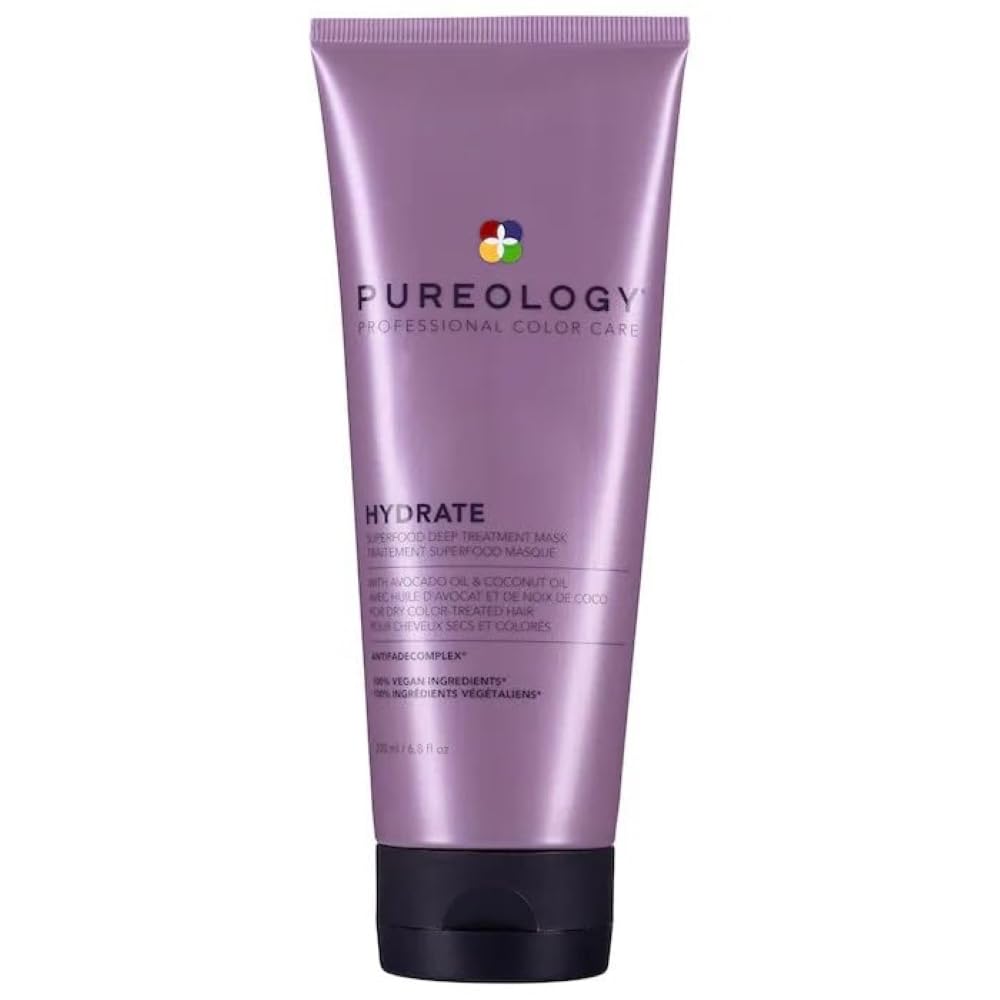 Pureology Hydrate Superfood Treatment - For Dry, Color-Treated Hair, Deeply Hydrating Treatment Mask, Silicone-Free, Vegan, Updated Packaging, 6.8 Fl Oz