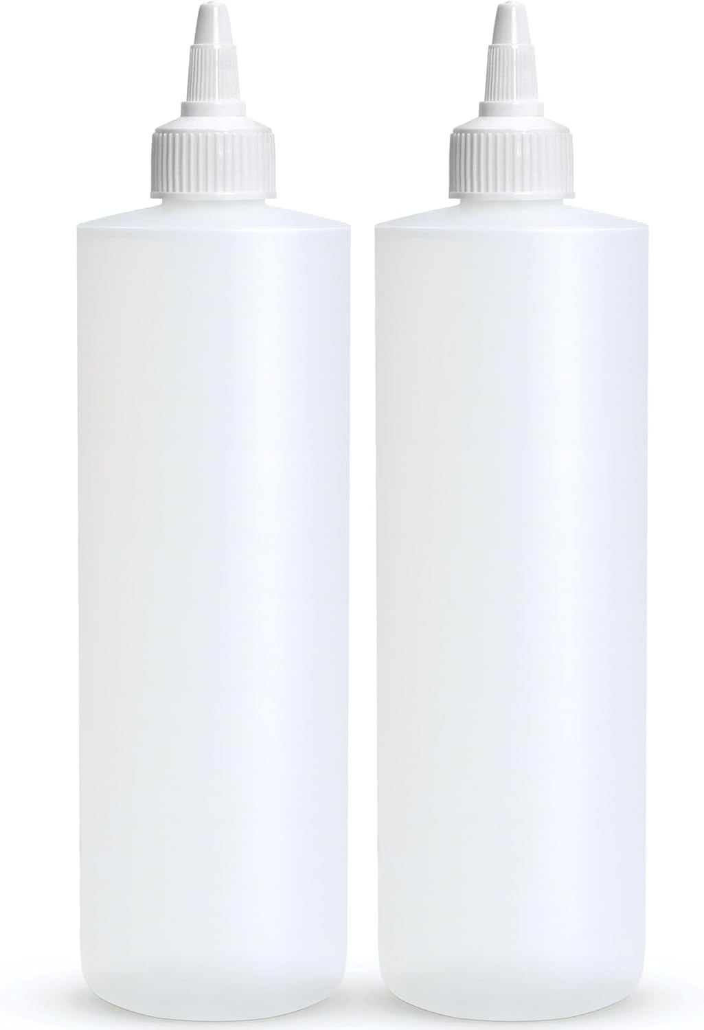BRIGHTFROM Condiment Squeeze Bottles, 16 OZ Empty Squirt Bottle with Twist Top Cap, Leak Proof - Great for Ketchup, Mustard, Syrup, Sauces, Dressing, Oil, Arts and Crafts, BPA FREE Plastic - 2 PACK