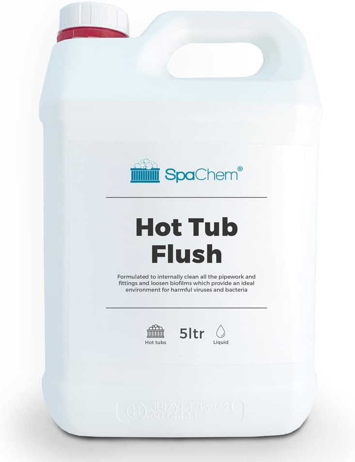 SpaChem Spa Hot Tub System Flush 5ltr, Hot Tub Pipe Flush Cleaner - breaks down and removes biofilm build up, dirt, oils, unpleasant smells from your internal hot tub pipes.