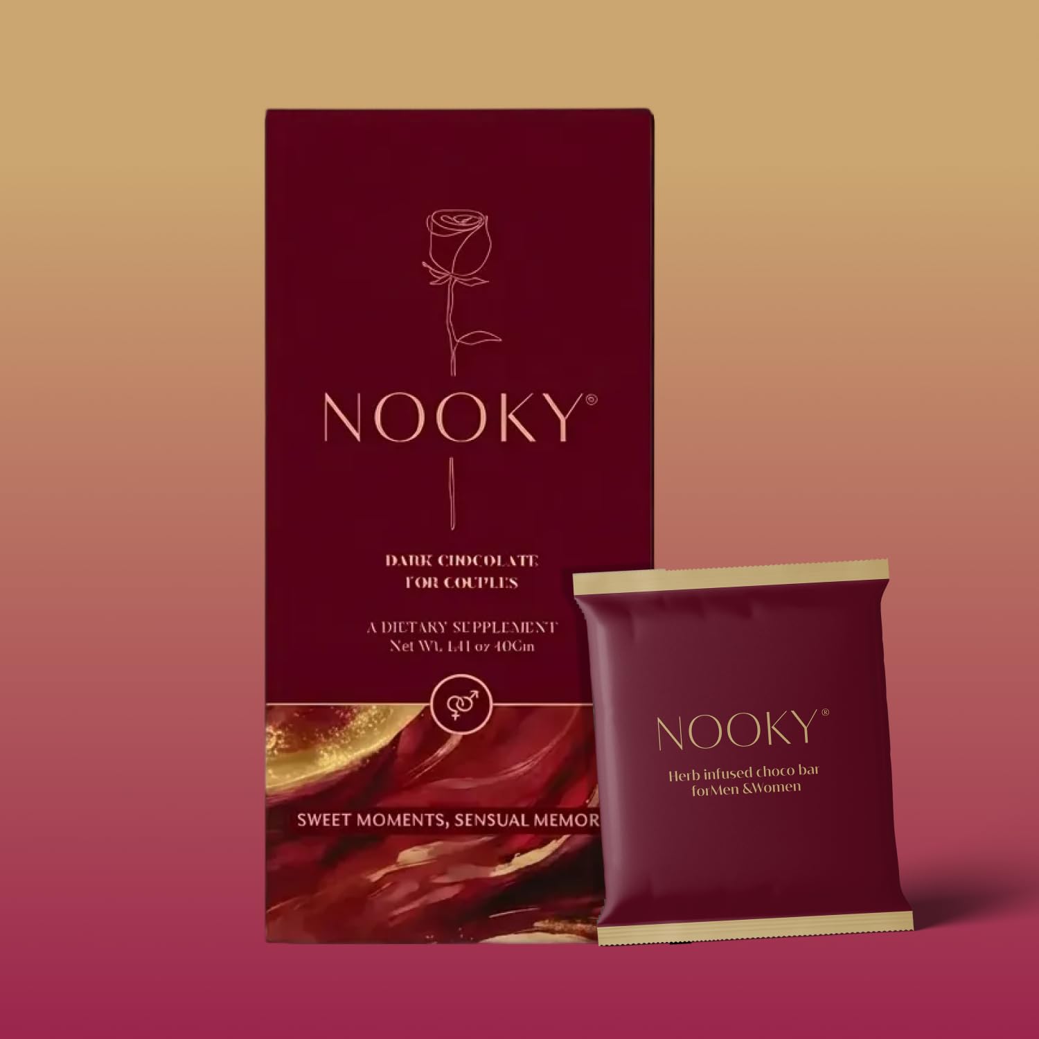 Nooky Couple Dark Chocolate for Men & Women (Pack of 1) | Premium Dark Chocolate Treat | Gift for Couples | Vegan & Gluten-Free | Crafted for Everyday Indulgence, 40 g