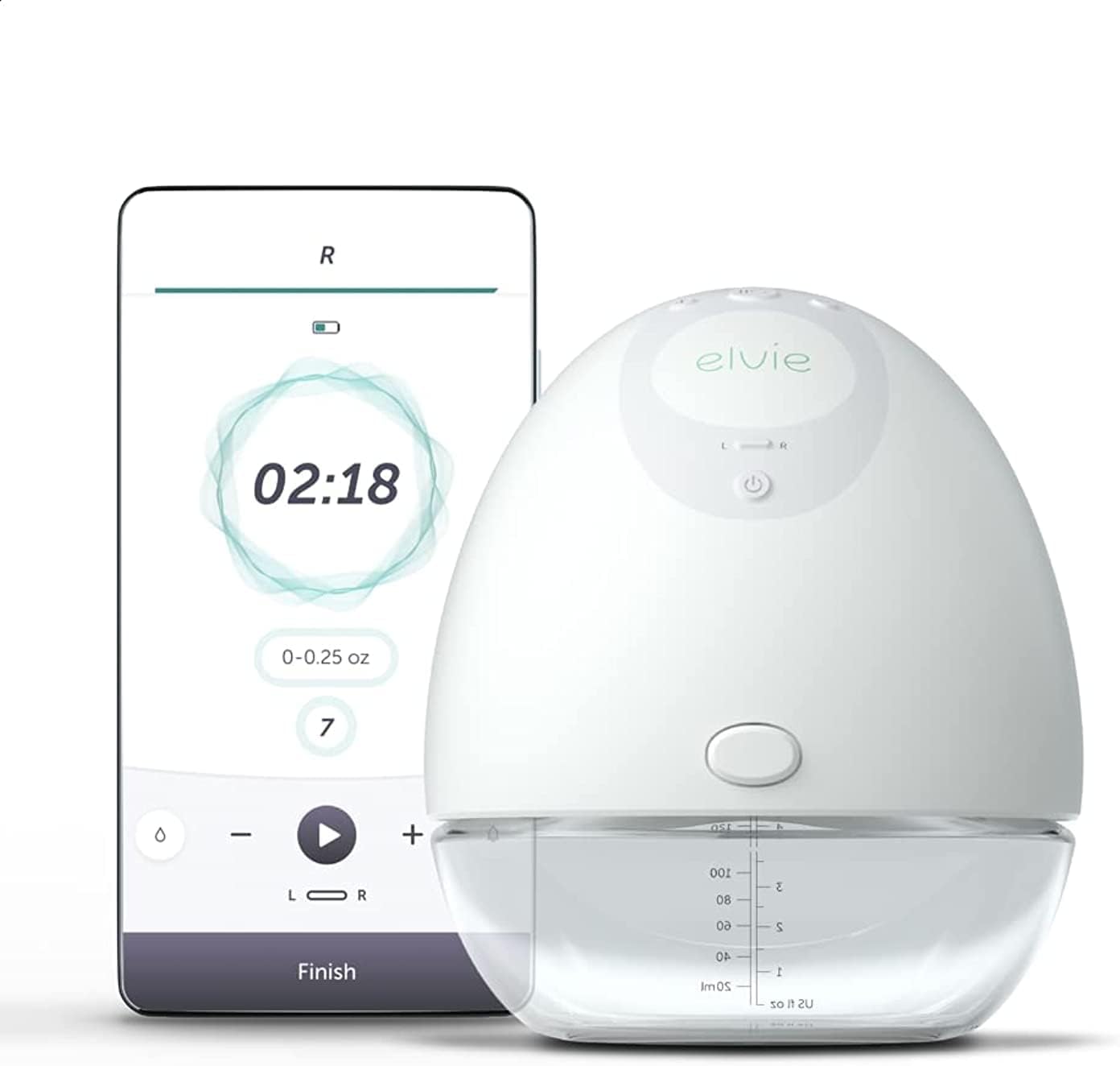 Elvie - Single, Wearable Breast Pump w/App - The Smallest & Quietest - Portable - Hands Free & Discreet - Automated w/Four Personalized Settings - Includes 3 Sets of Breast Shields