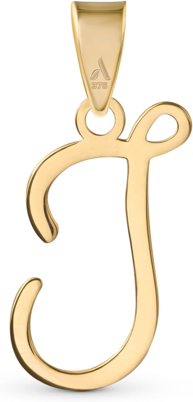 Amberta Italian 9ct Gold Initial Pendant for Women and Men | Real Letter Pendant Without Chain | Solid Gold