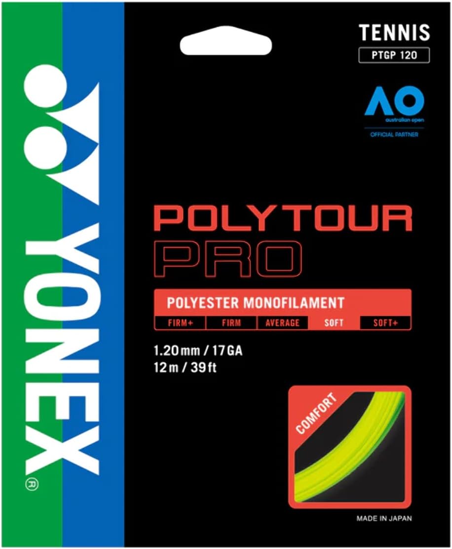 Yonex Polytour Pro 120 17 Gauge Polyester Tennis String Set (Flash Yellow)