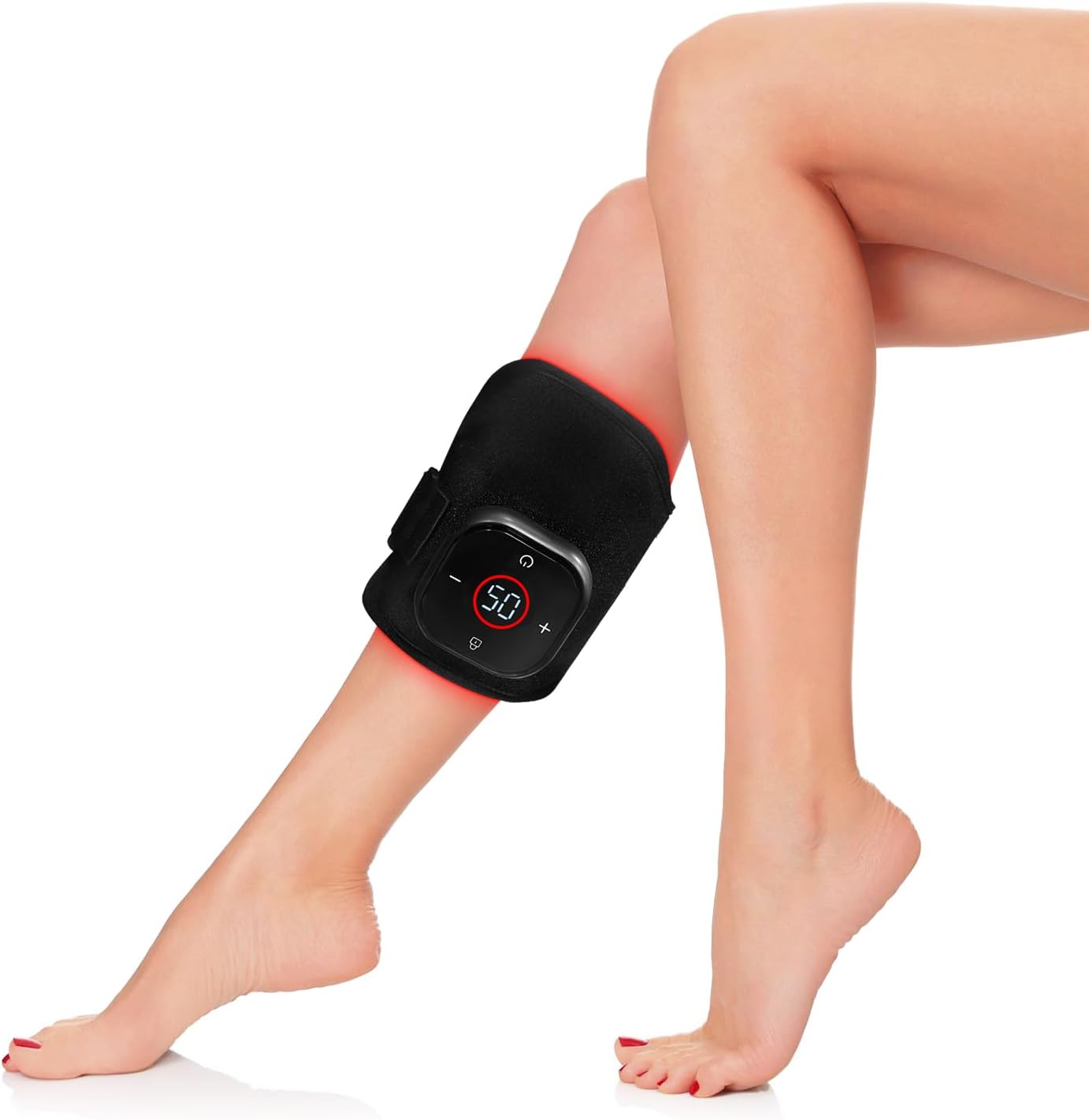 Leg Massager with Light Therapy for Leg Pain Relief, Muscle Injuries, RLS & More, 3 Infrared Heating Modes, Cordless Use