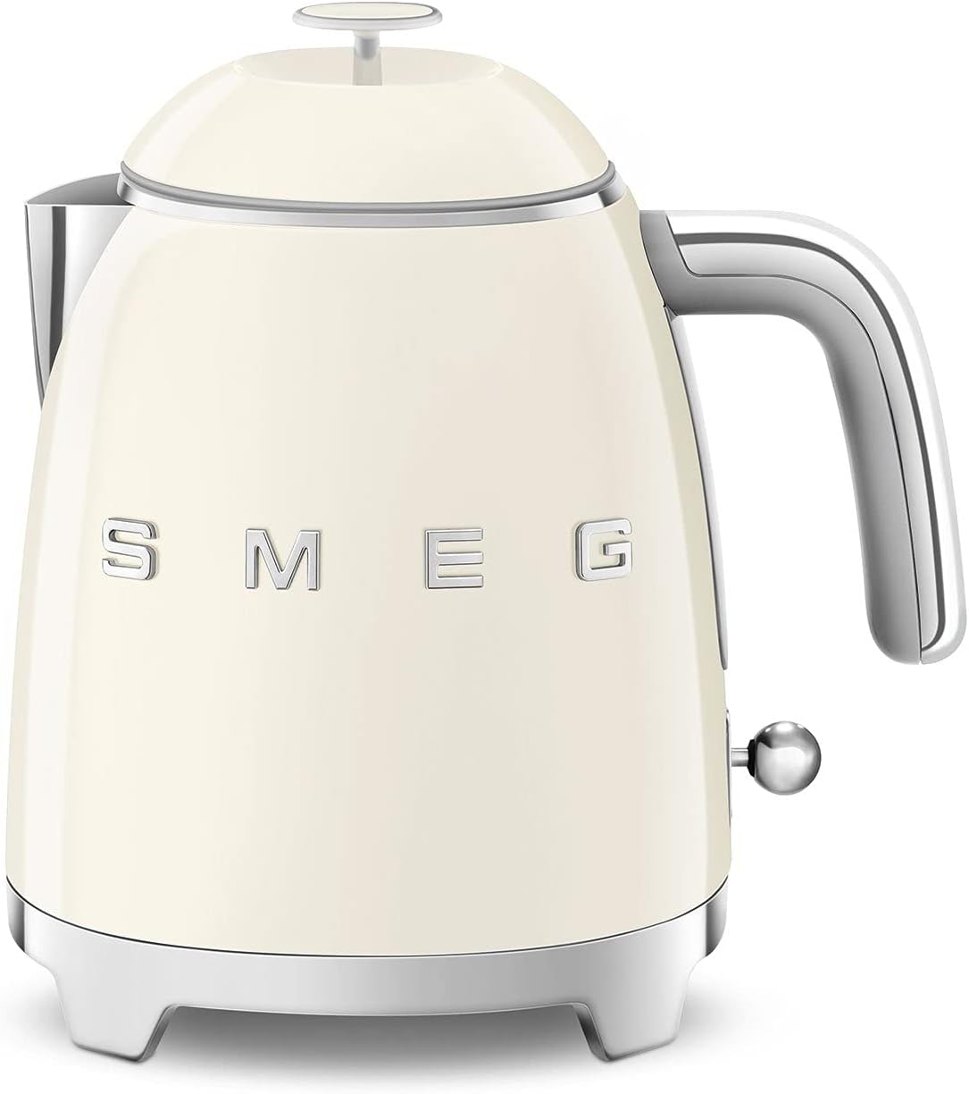 SMEG Mini 50's Retro Style 3 Cup Electric Kettle with Double Wall Anti Slip Base and Water Level Indicator (Cream)