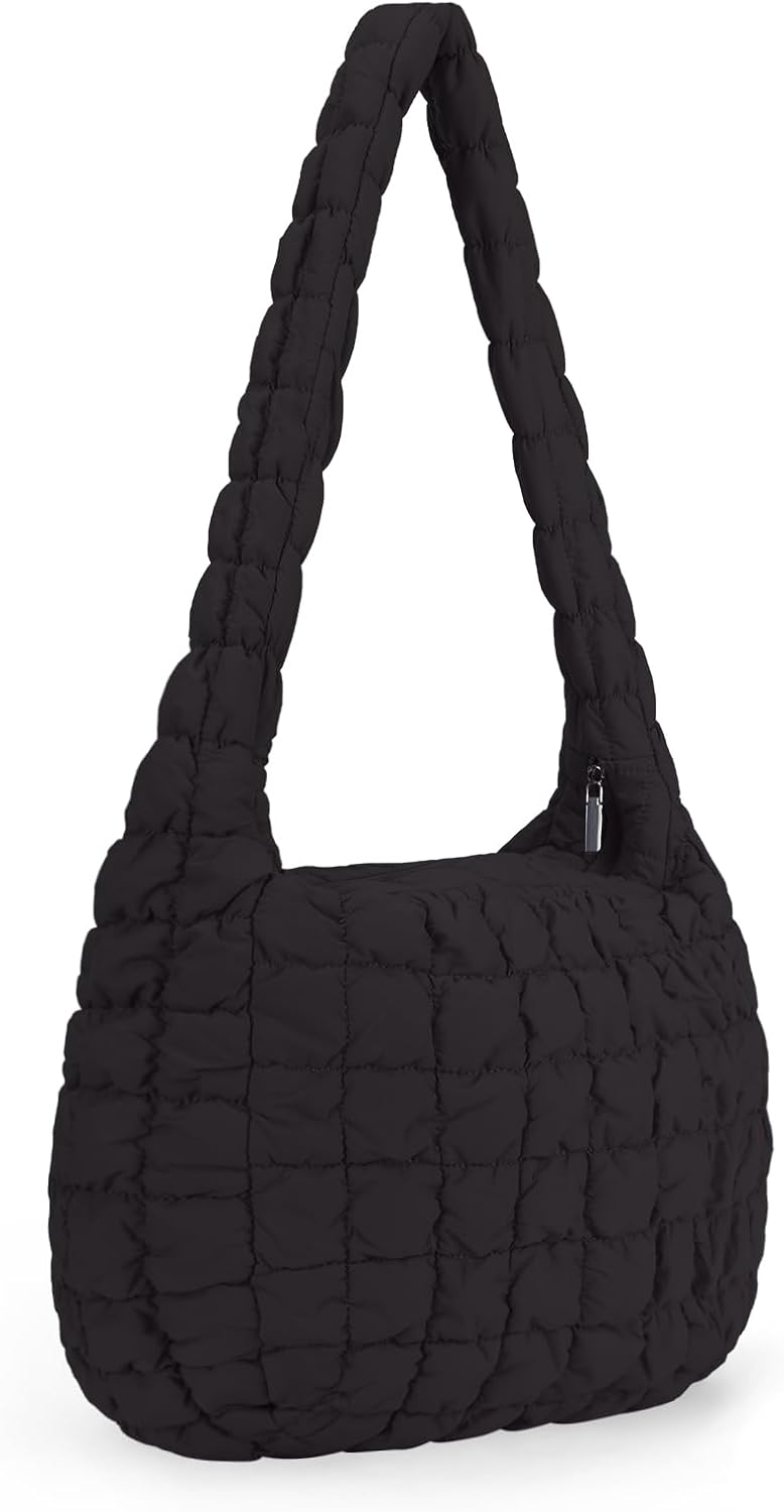 TIAASTAP Quilted Tote Bag for Women Puffer Crossbody Bag with Zipper Nylon Hobos & Shoulder Bags for Ladies Girls Travel Shopping Work