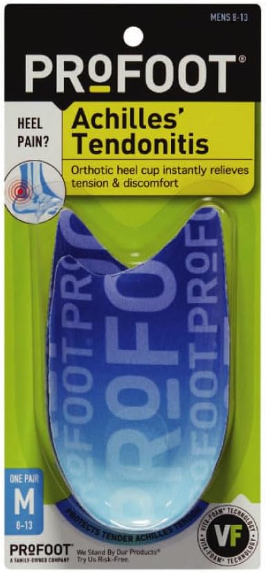 PROFOOT Achilles Tendonitis Orthotic Heel Cup for Men (Sizes 8-13) - Pain Relief Shoe Inserts for Heel Support & Alignment - 1 Pair