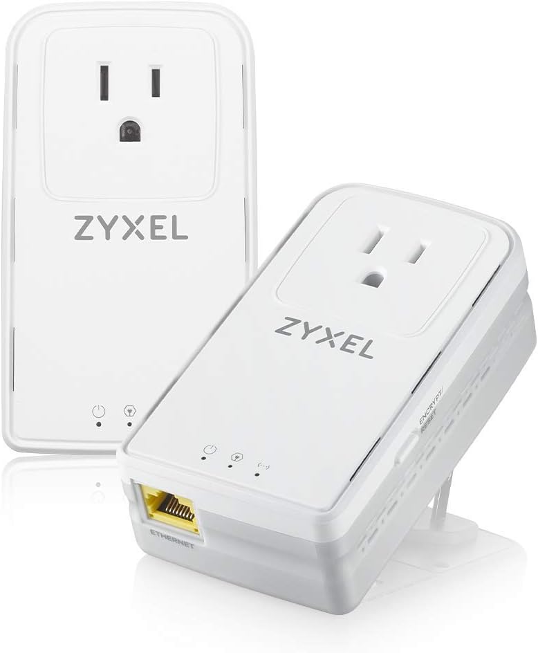 Zyxel G.hn 2400 Powerline Ethernet Adapter Starter Kit | Pass-Thru Power | Plug & Play | MIMO | Next-Gen G.hn | Gigabit Ethernet | Ideal for Smart TVs, On-Line Games, 8K Streaming | PLA6456KIT