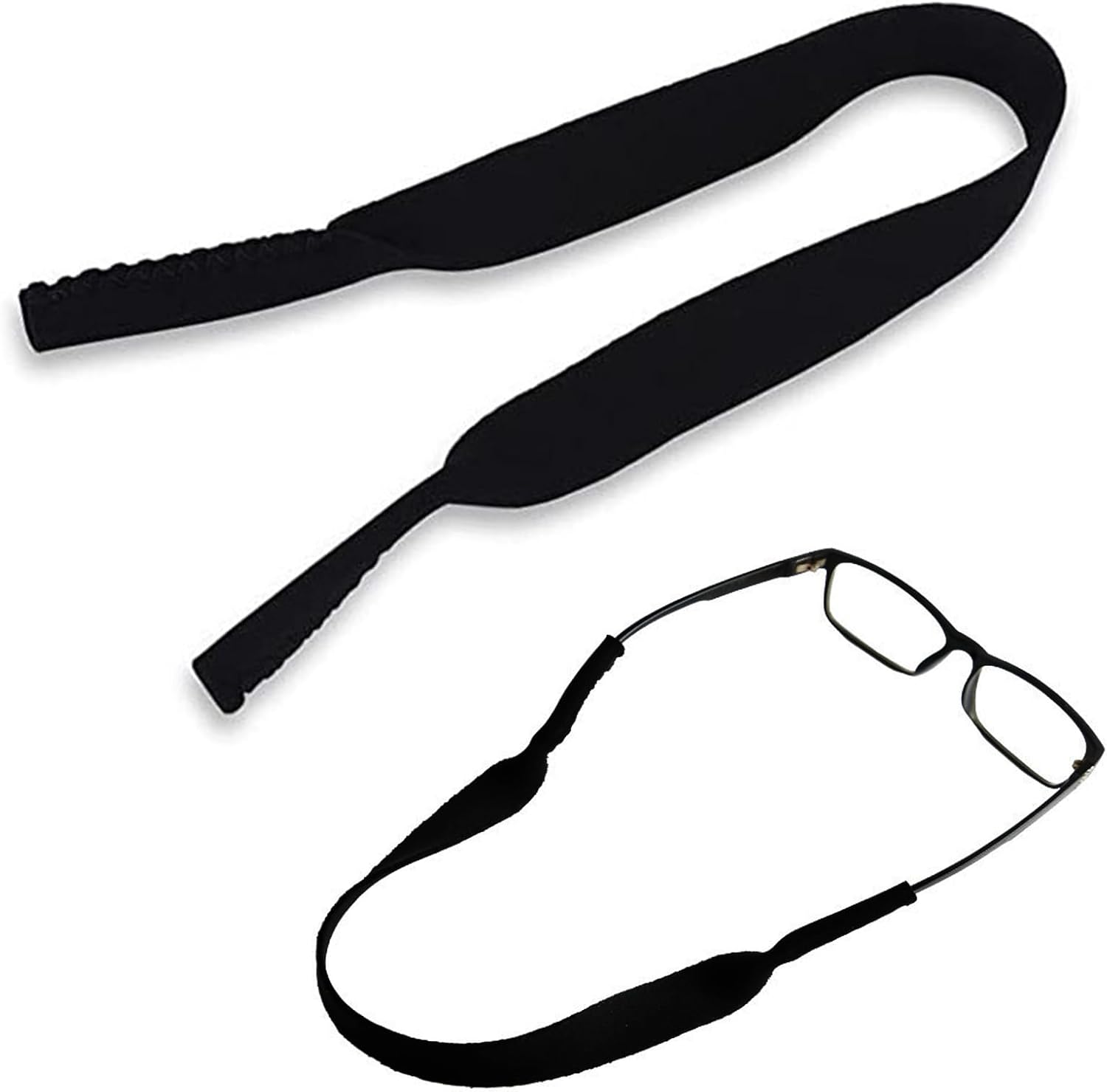 RUOJLING 2 Pack Sports Band for Glasses,Sunglasses Strap,Neoprene Elastic Cord Retainer Strap Band,Glasses Sports Strap,for Outdoor Hiking Running Swimming Jogging Skiing for Men Women Kids(Black)
