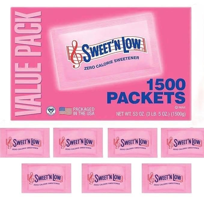 Sweet Low Zero Calorie Sweetener Packets, 1500 Ct, Kosher & Gluten Free, Low Glycemic Index, Individual Tea and Coffee Sweetener Packets, 500 Plastic Sterries - Total 2.000 count.