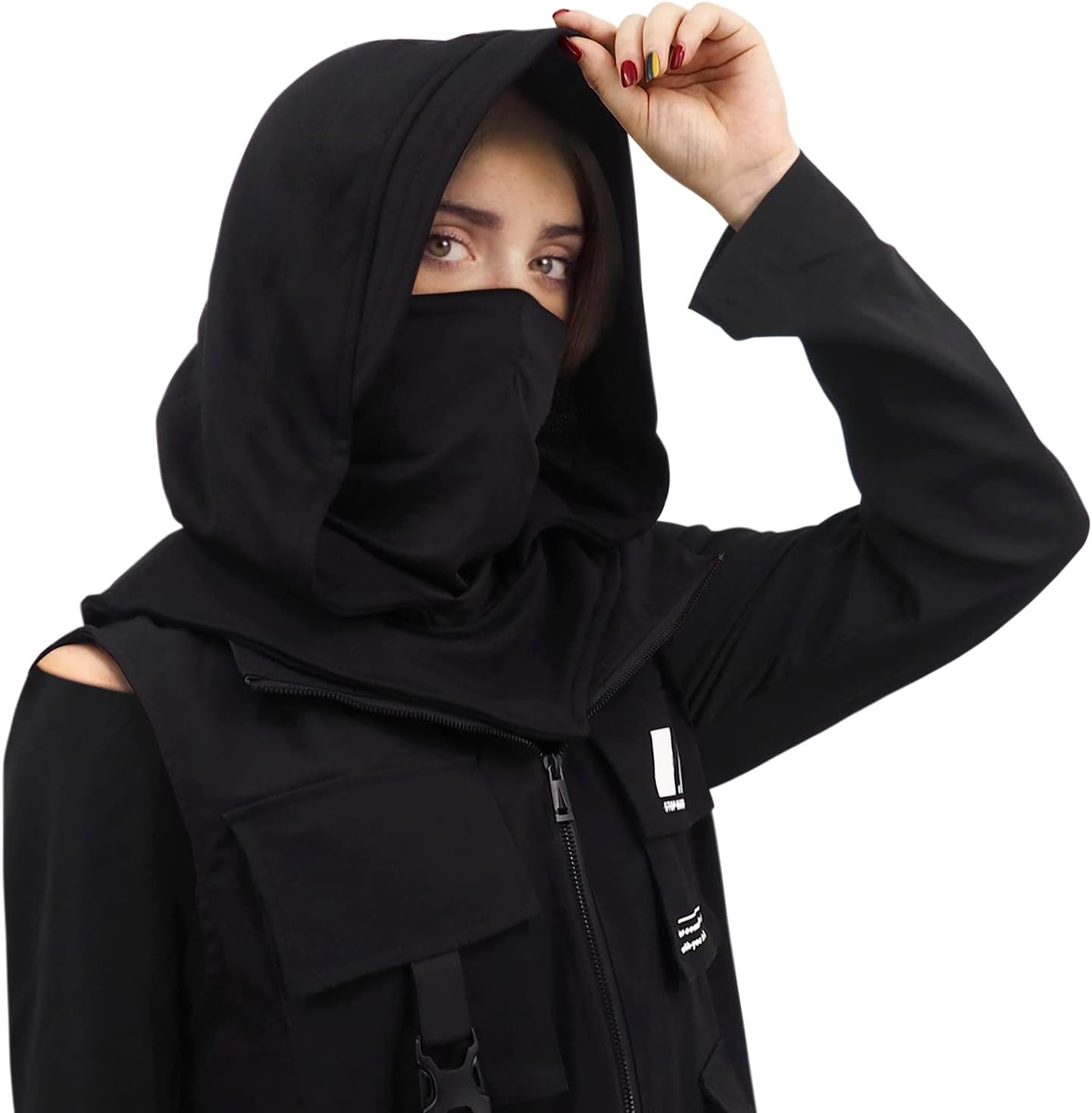 Rogue Punk Neck Warmer Hooded Cape Hat With Mask | Breathable Face & Neck Gaiter | Cowl Hood Scarf For Outdoor & Cosplay