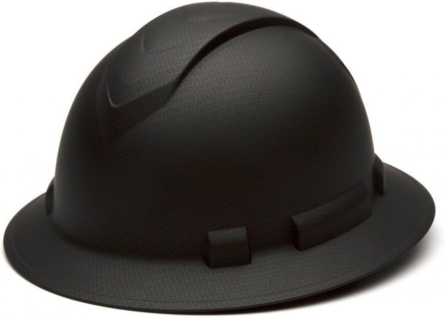 Pyramex Ridgeline Full Brim Hard Hat 4 Point Ratchet Matte Black Graphite Pattern