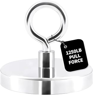 1250 Lbs (567KG) Pulling Strong Neodymium N52 Fishing Magnets,High Power Magnet with Handle,Rare Earth Magnet,Magnet Heavy Duty 4 Inch Magnets for Retrieving in River and Magnetic Fishing