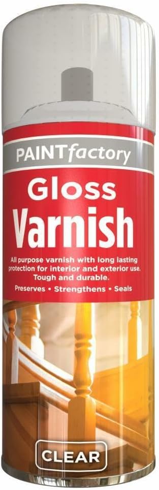 Paint Factory Clear Gloss Varnish Spray Exterior Interior Aerosol Can 250ml All Purpose (1 Pack)
