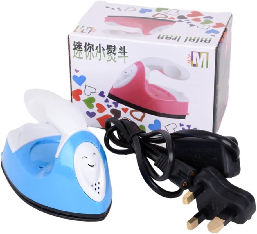 lmoikesz Mini DIY Craft Iron Handheld Electric Iron Portable ABS Travel Clothes Mini Irons for Fuse Beads Sewing Patchwork Heat Press Name Stickers (Blue, Mi ni Irons)