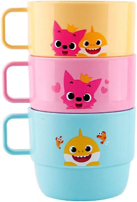 PINKFONG Cup with Handle-3P Family Plastic Cups (230ml) : 3pcs 1 Set