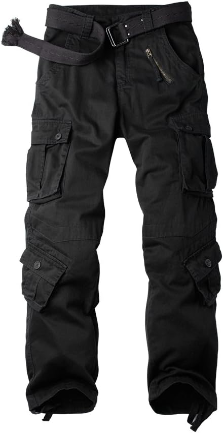 Aeslech Men's Cargo Work Combat Trousers Cotton Casual Military Camo Trousers with 8 Pockets