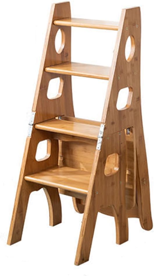 IBalody Solid Wood Folding Ladder Chair Multifunction 3 In 1 Convertible Ladder Chair Home Display Ladder And Storage Shelf Library-Modern Cosco Foldable 4 Step Stool With Seat