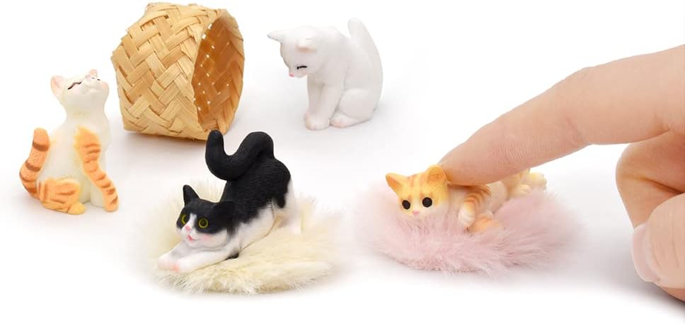 iland Cat Figurines,1/12 Scale Dollhouse Accessories,Realistic Mini Cat for Doll House Decor & Cake Toppers