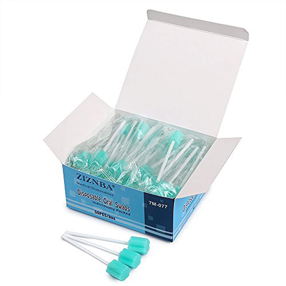 Disposable Mouth Swabs Sponge - Unflavored & Sterile Oral Swabs Dental Swabsticks for Mouth Cleaning (50PCS)
