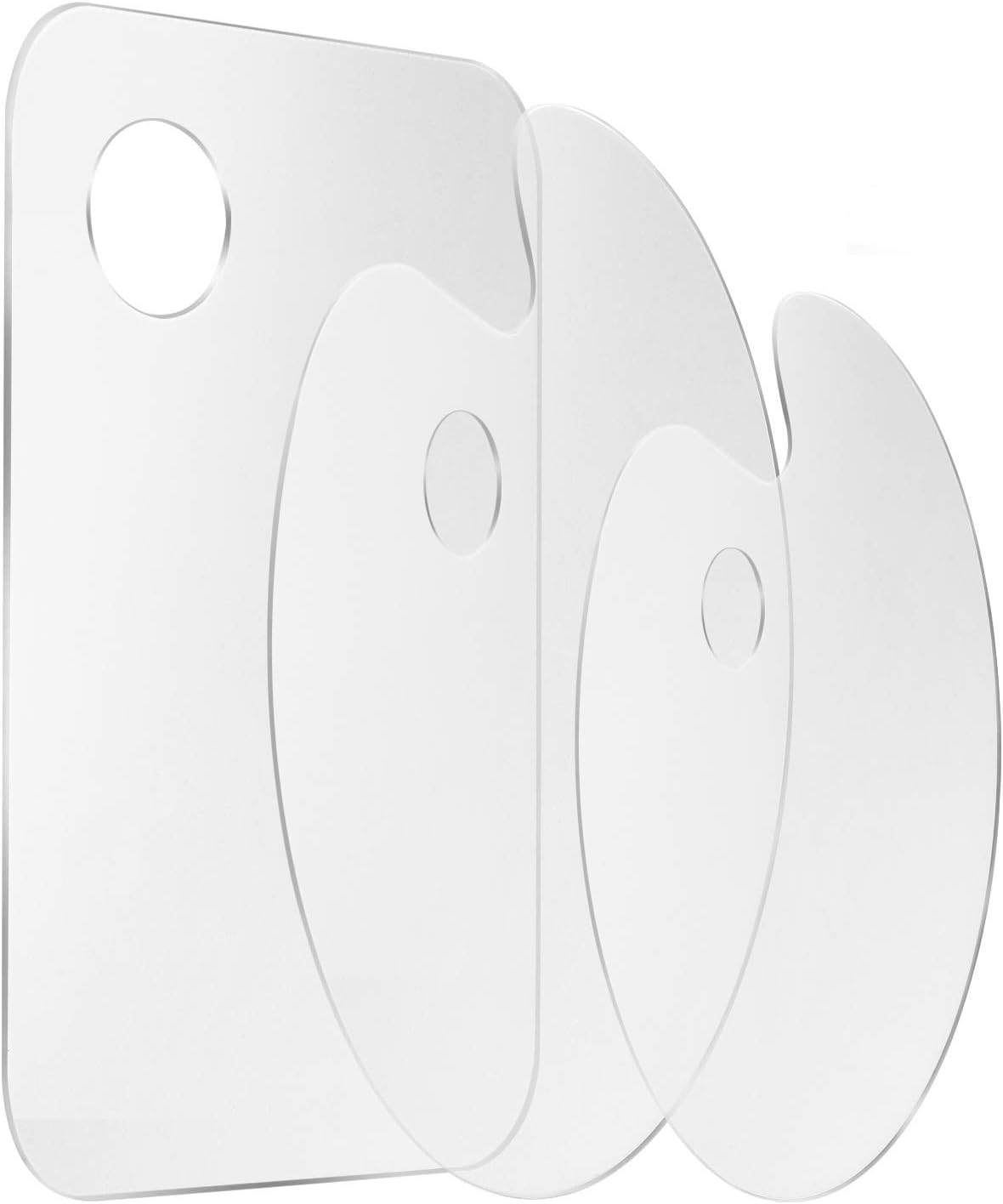 3pcs Acrylic Paint Palette Clear Art Palette for Adults & Kids, Transparent Non-Stick Oil Paint Palette with Protective Film for DIY Craft Art Painting Plate