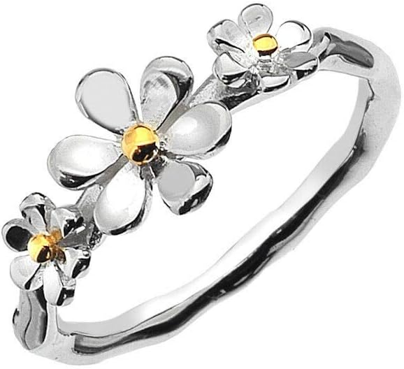 Solid Silver Daisy Cluster Ring Sterling 925 Size J - S Gift