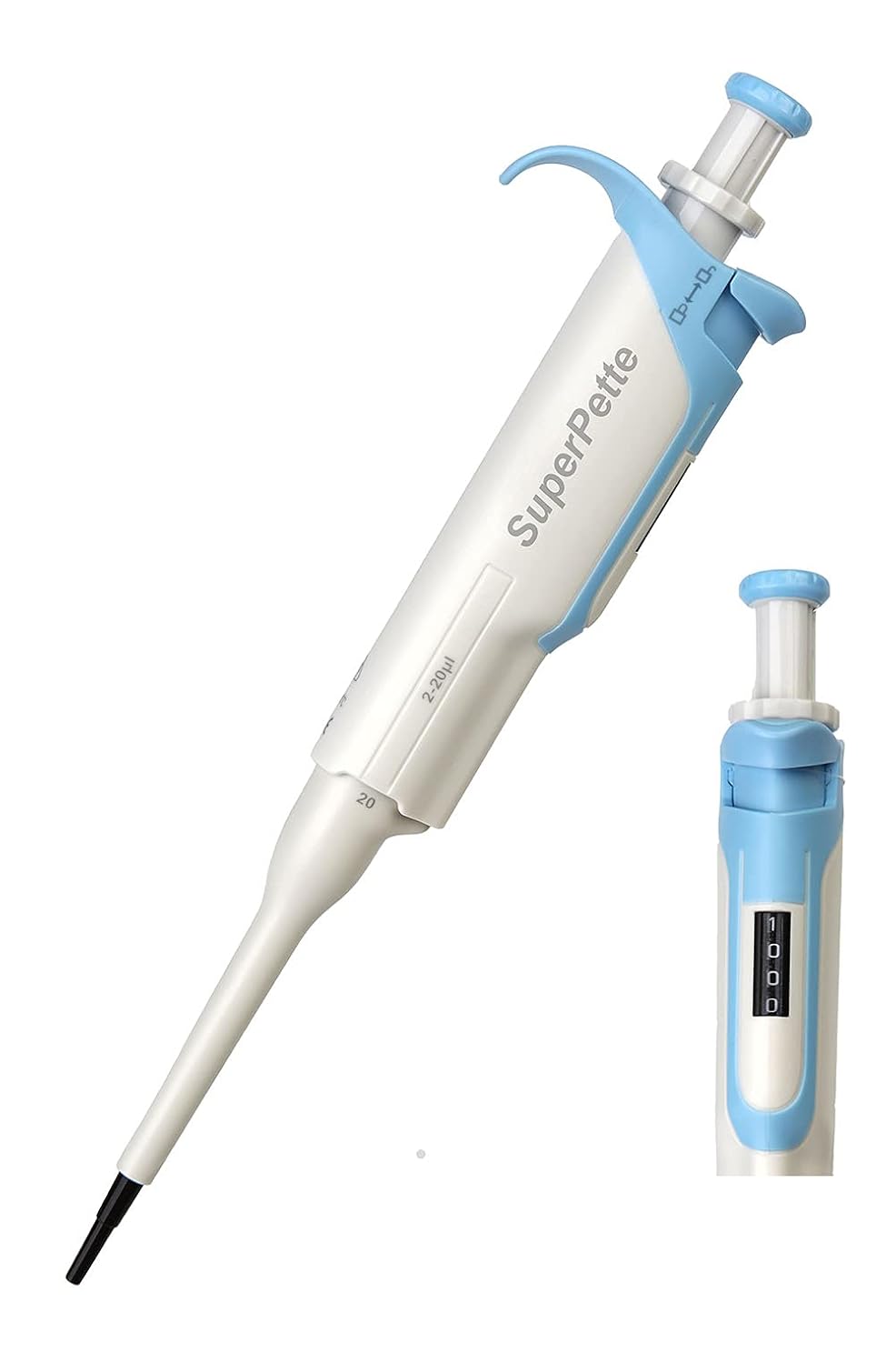 Scilogex SuperPette, Autoclavable Premium Pipette for Research, Production, and Scientific Labs, Ambidextrous Central Digital Display, 20-200μl