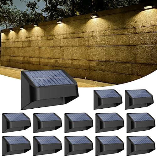 Brighter Solar Fence Lights,Solar Lights Outdoor Waterproof,Warm White and RGB 8 Colors,Dusk to Dawn Deck Light, Outdoor Lighting for Backyard/Railing/Wall/Step/Patio(12 Pack)