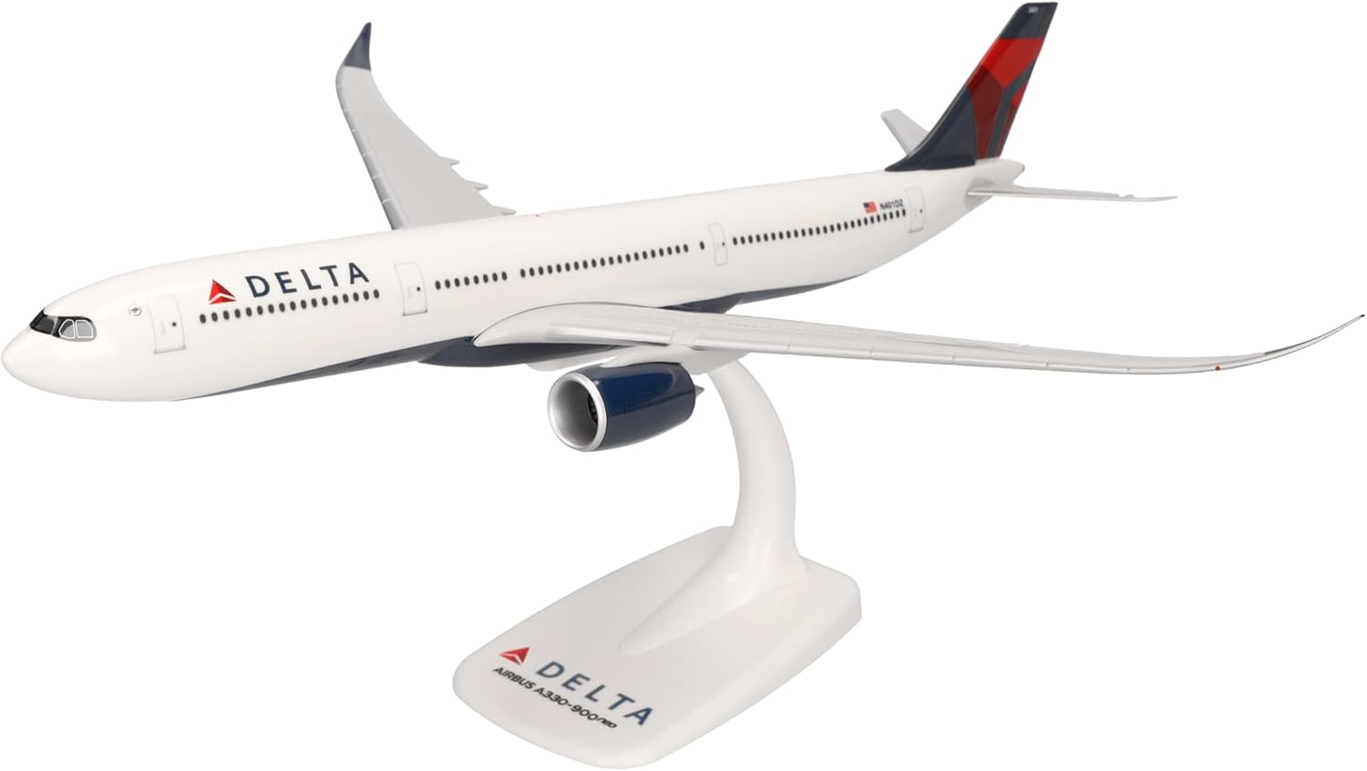 herpa Snap-fit airplane model Delta Air Lines Airbus A330-900 neoon scale of 1:200, plastic miniature with pedastal, model building, collectors edition