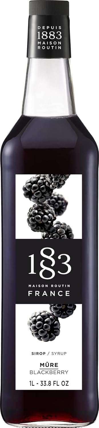 1883 Blackberry Syrup - Flavored Syrup for Coffee, Cocktails, and Iced Beverages - Made in France | Premium Glass Bottle 1 Liter