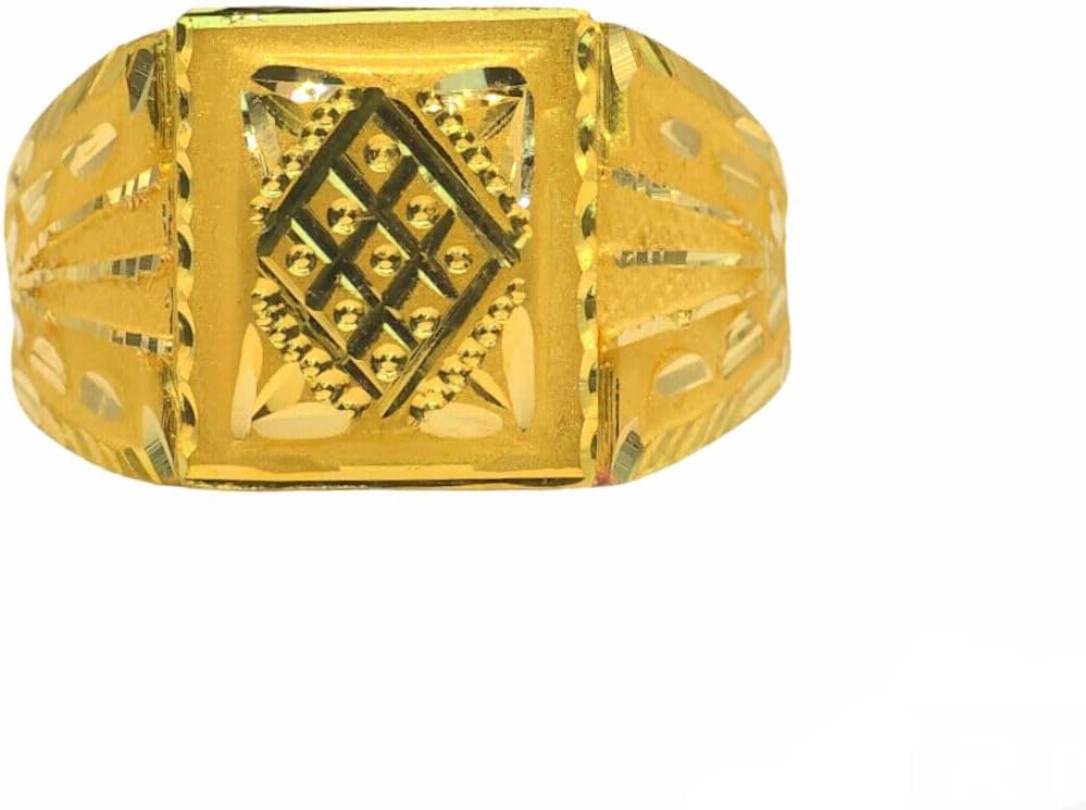 Solid 22K/18K Fine Yellow Gold Certified Mens Statement Ring