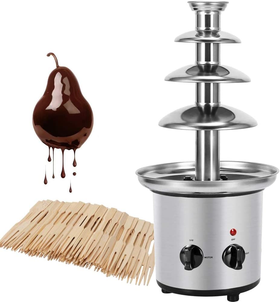 liliiy 4-Tier Chocolate Fountain Machine Commercial Stainless Steel Chocolate Fountain Cheese Heated Melting Machine for Party Restaurant Wedding