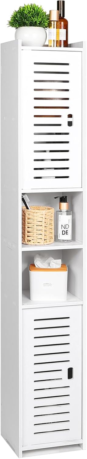 AIIKTOTA BBathroom Storage Cabinet, Floor Standing Display Cabinet, Home Storage Furniture Organizer Unit for Office Living Room Kitchen Entryway, White