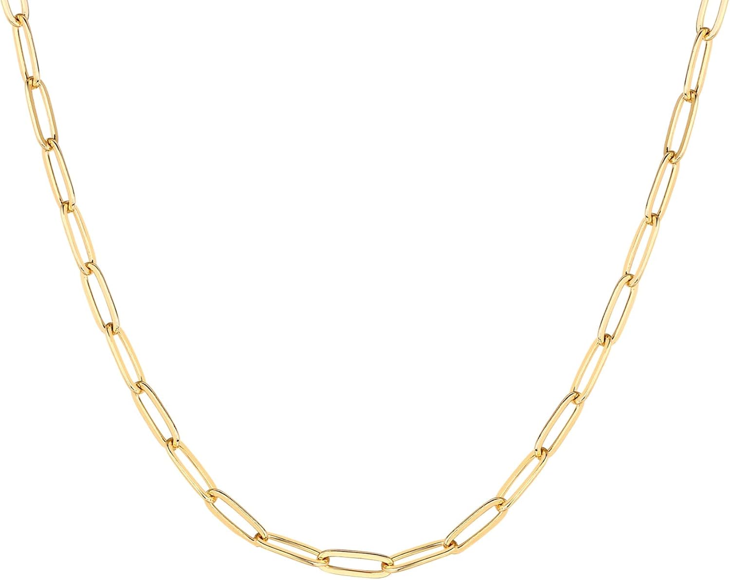 PAVOI 14K Gold Plated Curb Paperclip Box Sphere Bead Snake Herringbone and Figaro Chain Adjustable Necklace